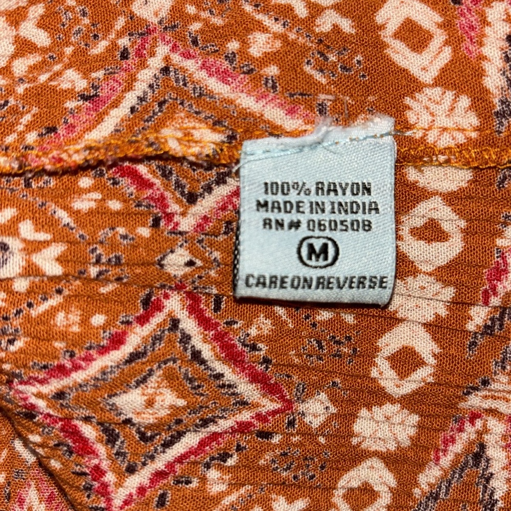 Nostalgia Women’s Printed Boho Mini Orange Dress, Size M - Picture 10 of 15